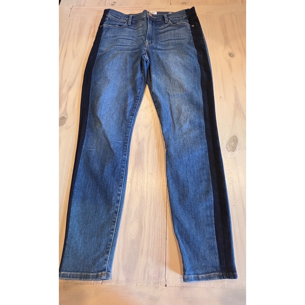 Frame Le High Skinny Crop Jeans Size 31 Blue Denim Dark Side Stripe Tuxedo